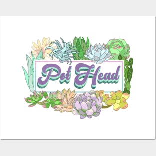 Pot Head Vintage Pattern for Succulent Lovers Posters and Art